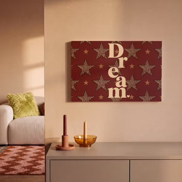 Canvas schilderij - Sterren - Luipaardprint - Dream - Bordeaux — 2