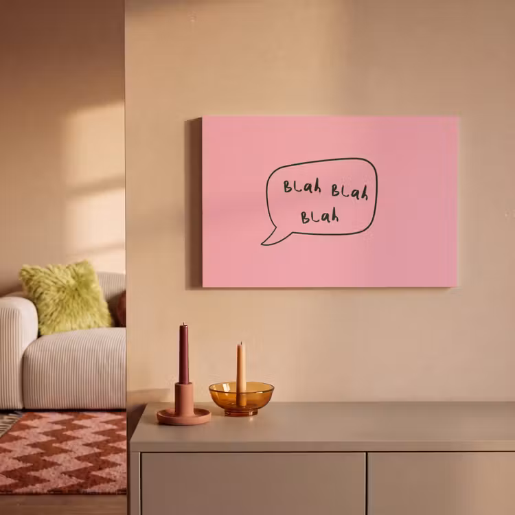 Canvas schilderij - Tekstwolkje - BLAH BLAH BLAH - Roze — 2