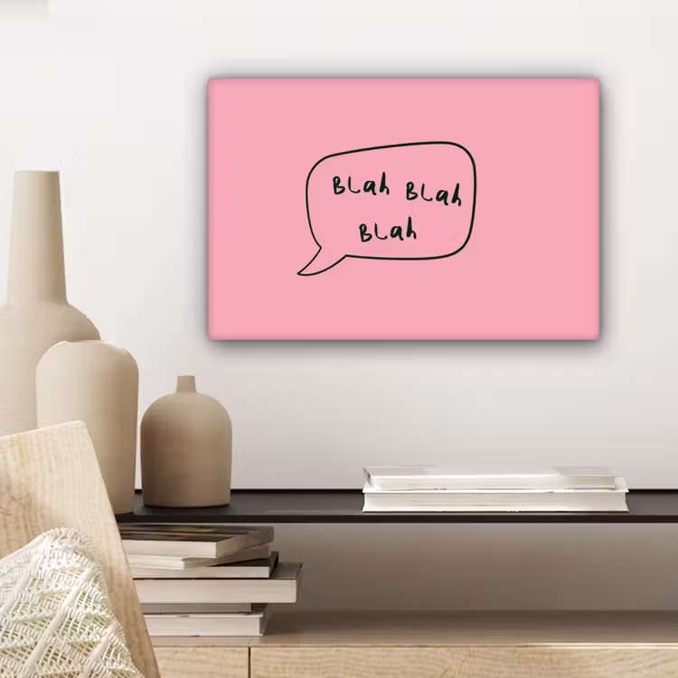 Canvas schilderij - Tekstwolkje - BLAH BLAH BLAH - Roze — 5