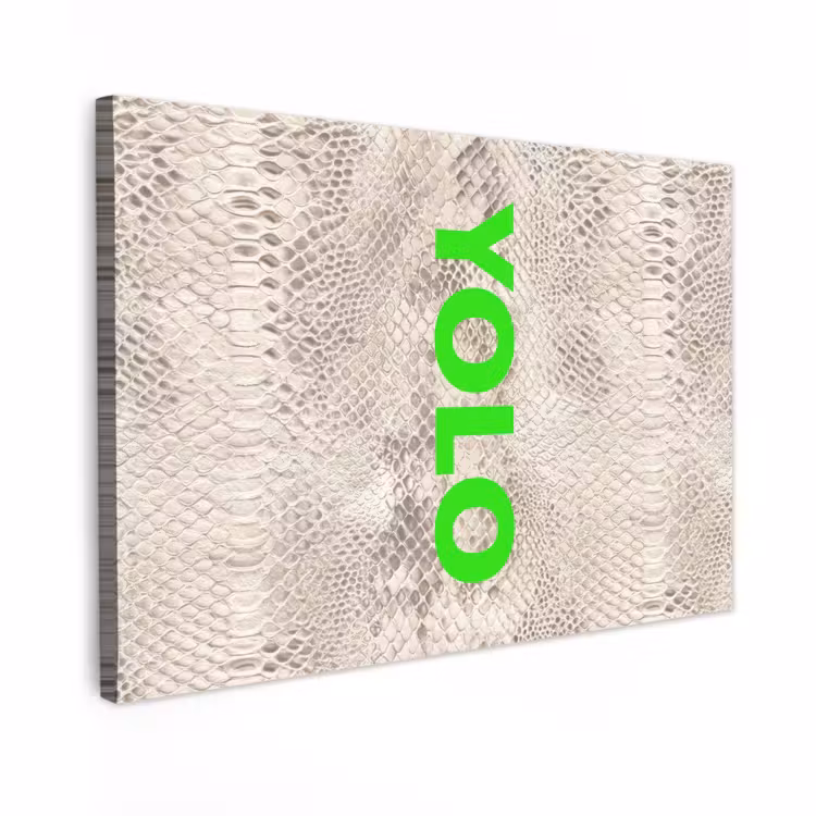 Canvas schilderij - YOLO - Groen - Neon - Slangenprnt — 1