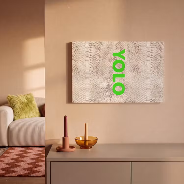 Canvas schilderij - YOLO - Groen - Neon - Slangenprnt — 2