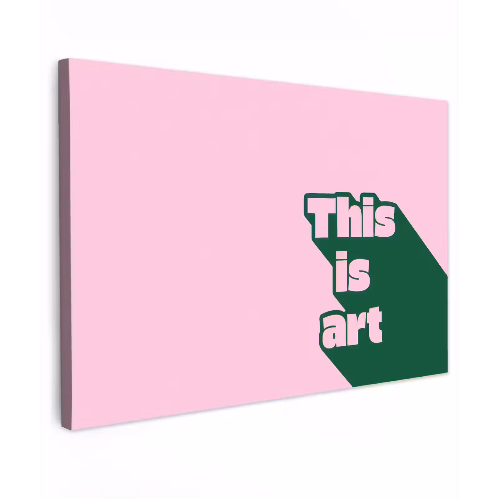 Canvas schilderij - Groen - Tekst - This is art - Roze — 1