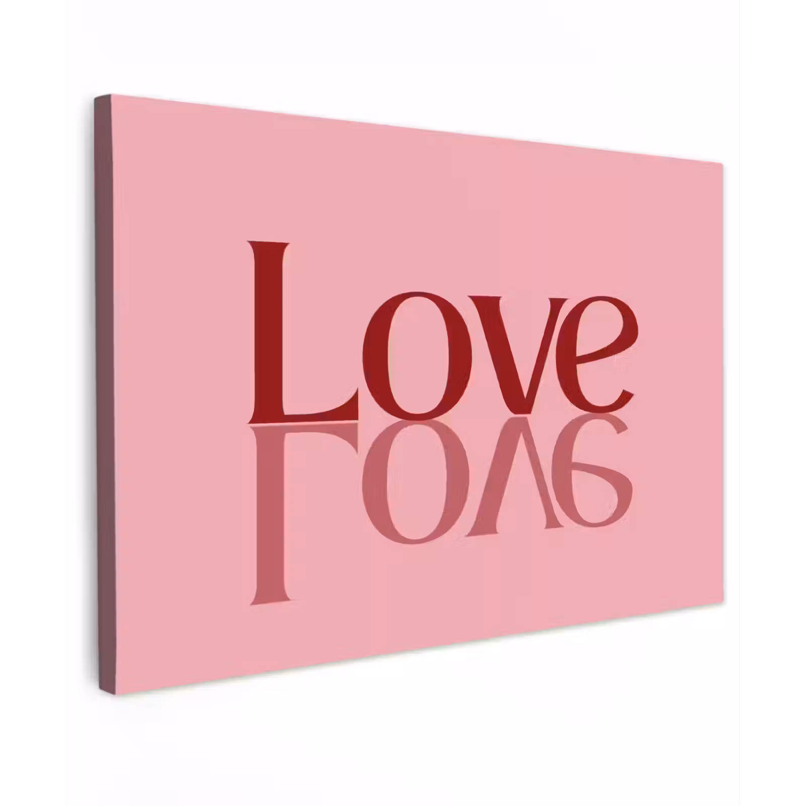 Canvas schilderij - Love - Roze - Spiegeling — 1