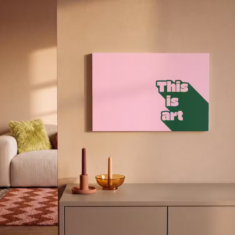 Canvas schilderij - Groen - Tekst - This is art - Roze — 2