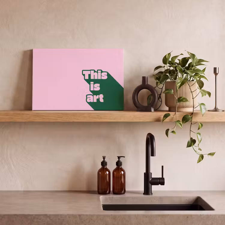 Canvas schilderij - Groen - Tekst - This is art - Roze — 3
