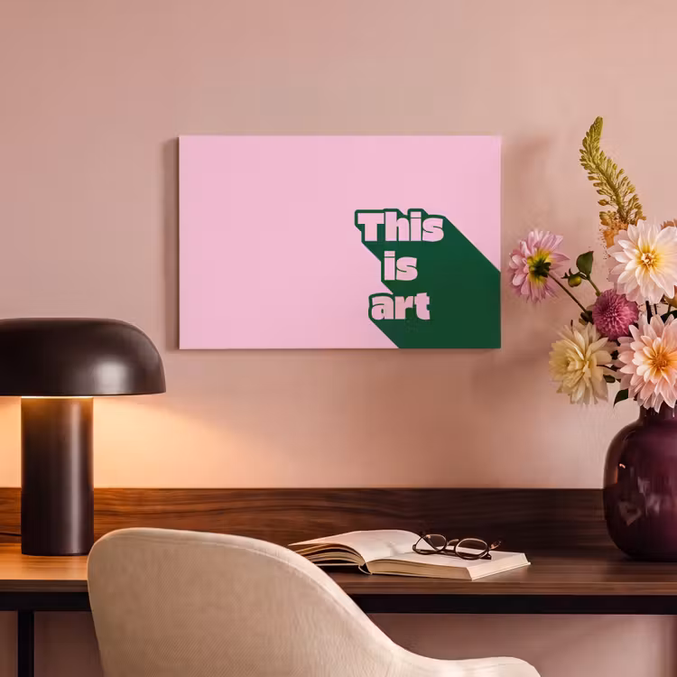 Canvas schilderij - Groen - Tekst - This is art - Roze — 4