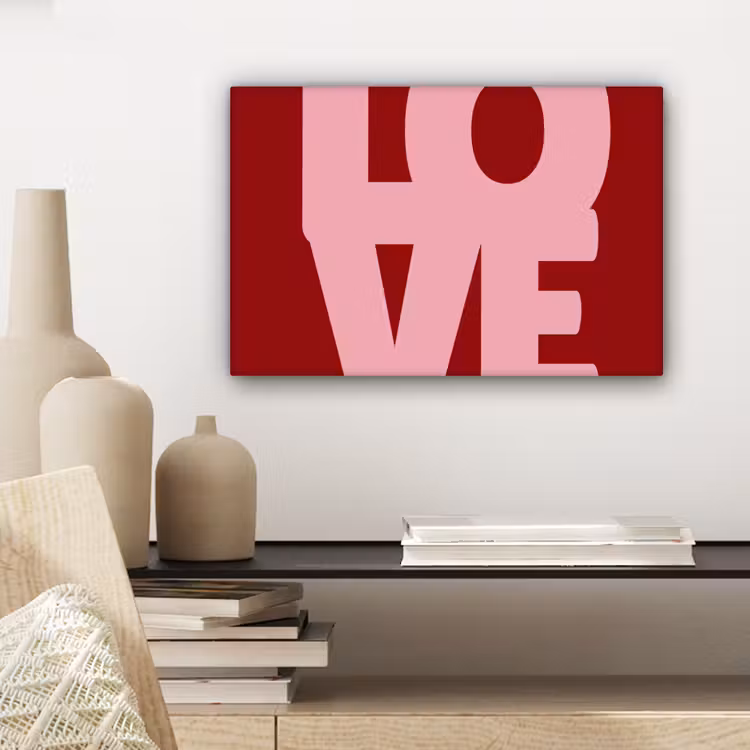 Canvas schilderij - Love - Rood - Blokletters — 5