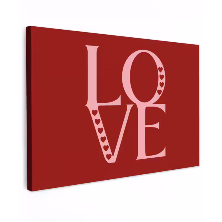 Canvas schilderij - Love - Rood - Hatjes — 1