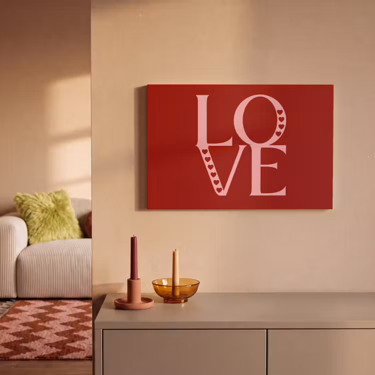 Canvas schilderij - Love - Rood - Hatjes — 2