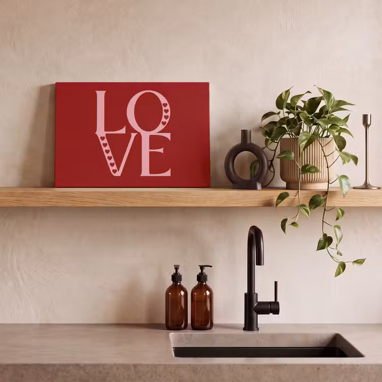 Canvas schilderij - Love - Rood - Hatjes — 3