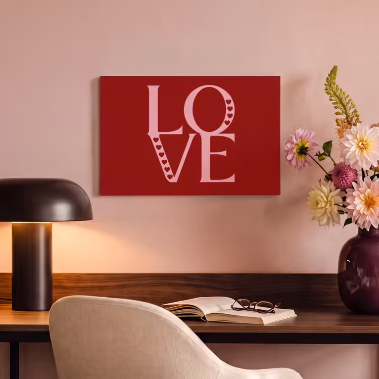 Canvas schilderij - Love - Rood - Hatjes — 4
