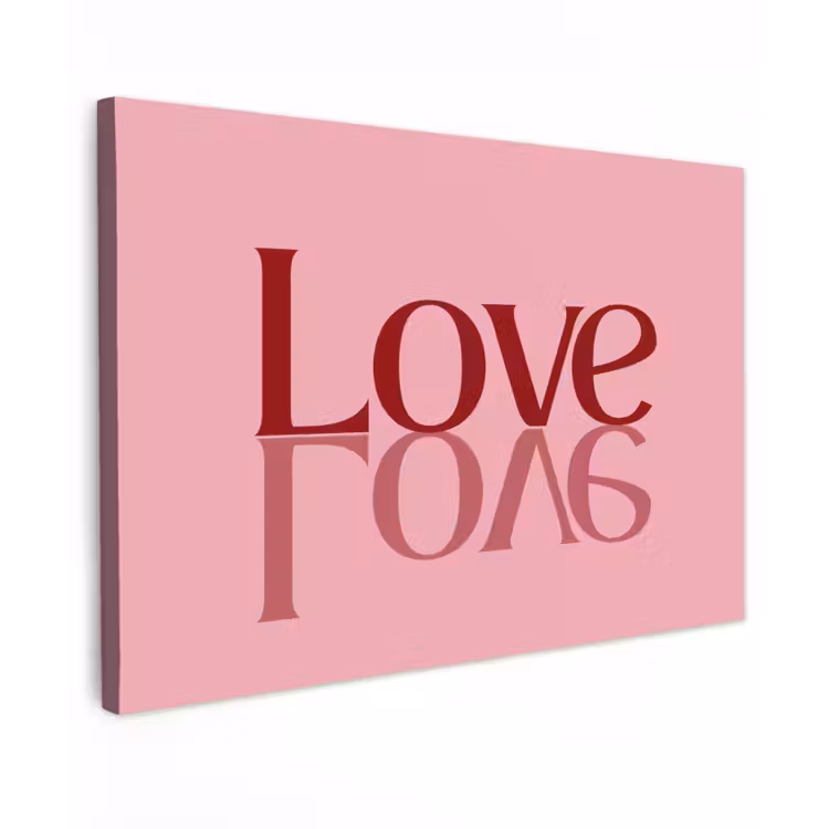 Canvas schilderij - Love - Roze - Spiegeling — 1