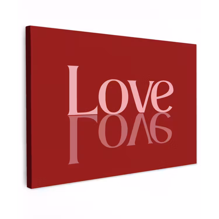 Canvas schilderij - Love - Spiegeling - Rood — 1