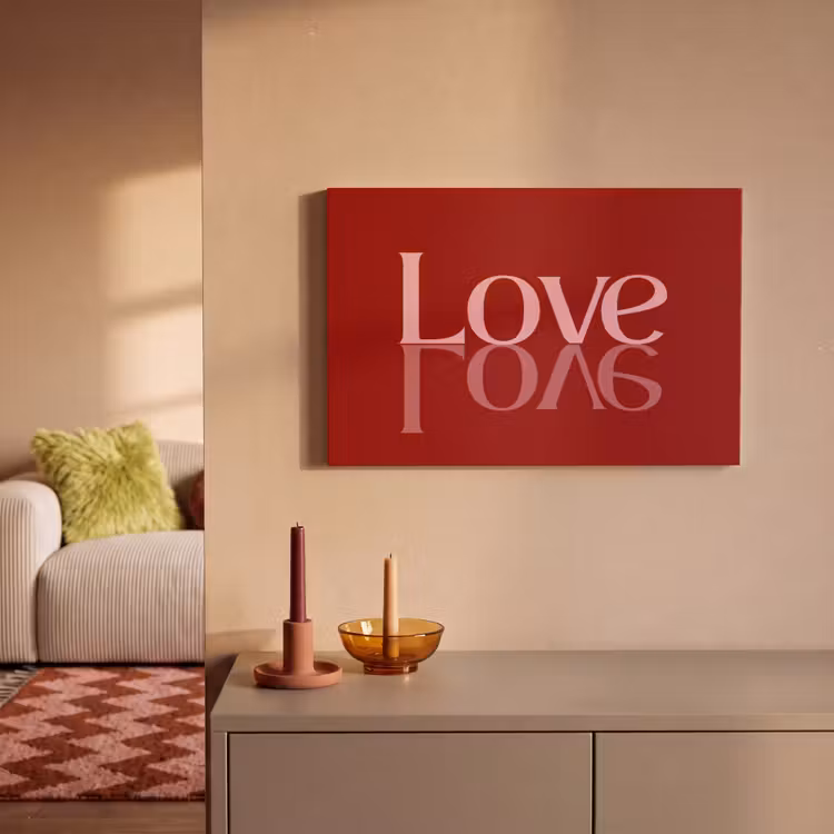 Canvas schilderij - Love - Spiegeling - Rood — 2