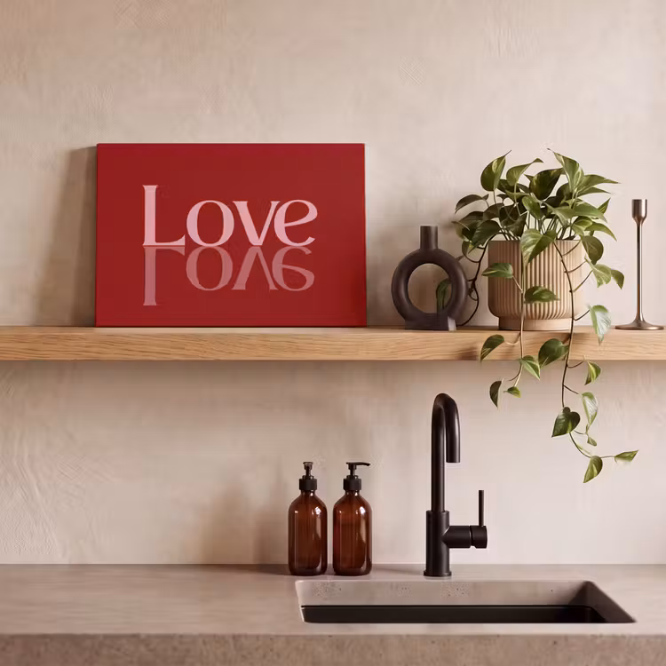 Canvas schilderij - Love - Spiegeling - Rood — 3