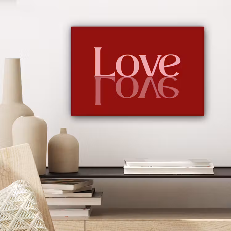Canvas schilderij - Love - Spiegeling - Rood — 5