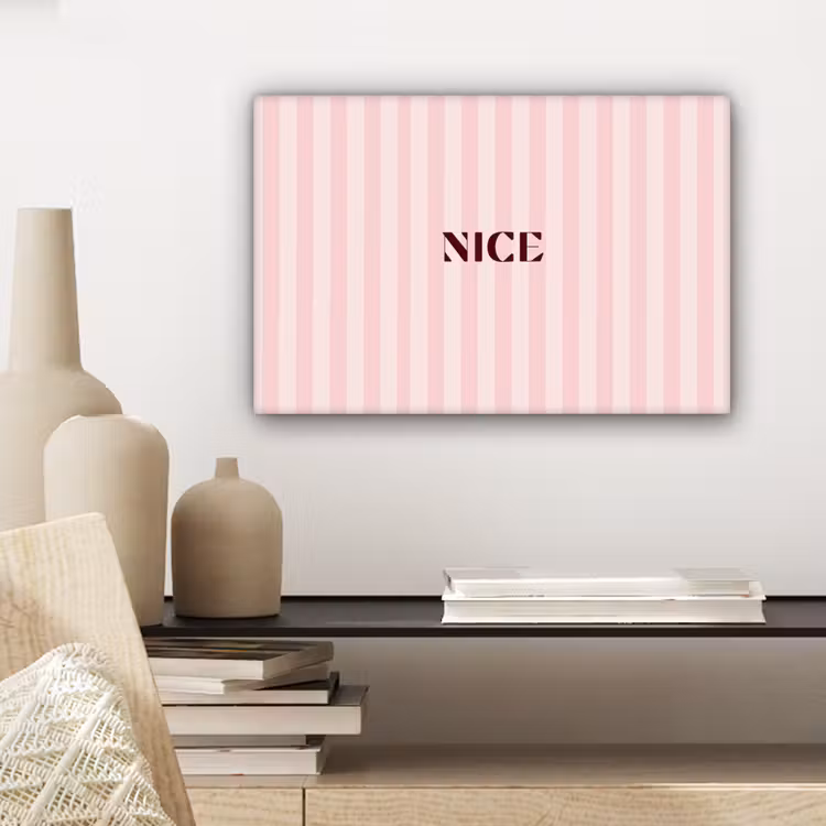 Canvas schilderij - Nice - Strepen - Roze — 5