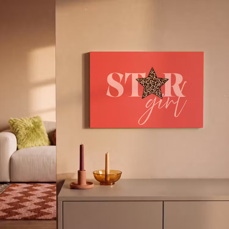 Canvas schilderij - Star girl - Rood - Panter - Ster — 2
