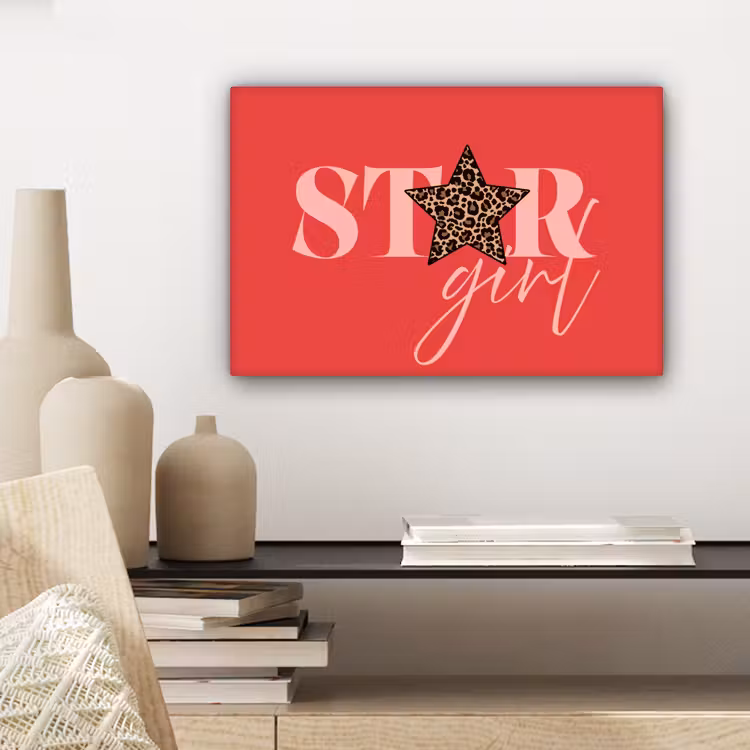 Canvas schilderij - Star girl - Rood - Panter - Ster — 5
