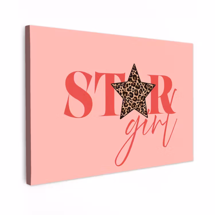 Canvas schilderij - Star girl - Roze - Panter - Ster — 1