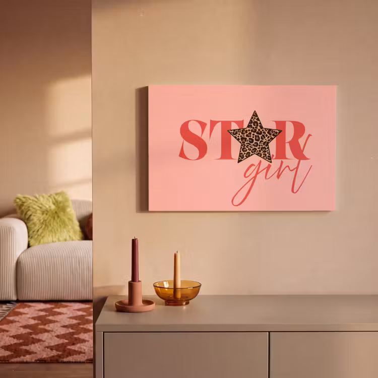 Canvas schilderij - Star girl - Roze - Panter - Ster — 2
