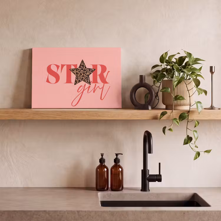 Canvas schilderij - Star girl - Roze - Panter - Ster — 3