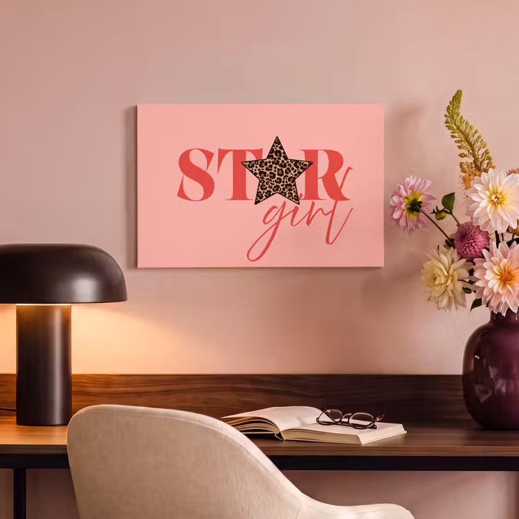 Canvas schilderij - Star girl - Roze - Panter - Ster — 4