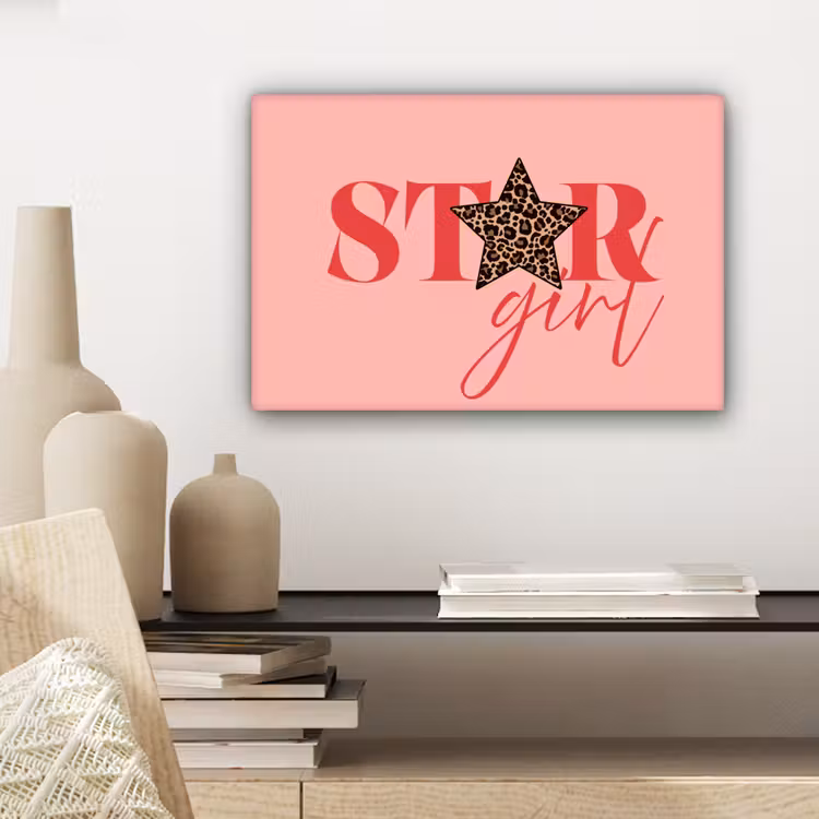 Canvas schilderij - Star girl - Roze - Panter - Ster — 5