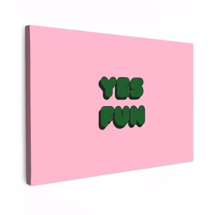 Canvas schilderij - Yes fun - Groen - Roze — 1