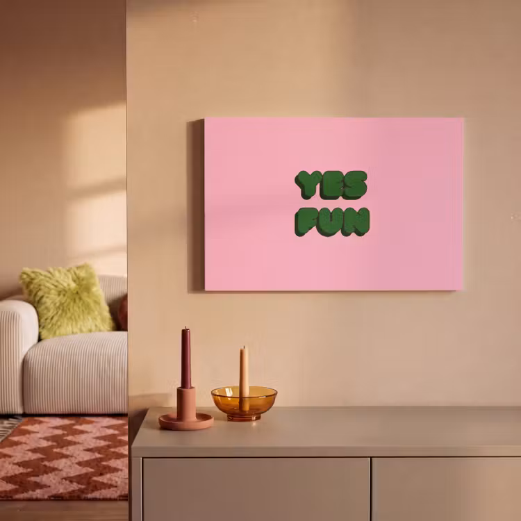 Canvas schilderij - Yes fun - Groen - Roze — 2