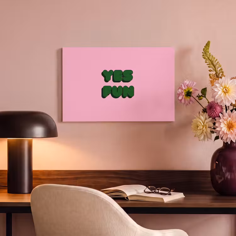 Canvas schilderij - Yes fun - Groen - Roze — 4