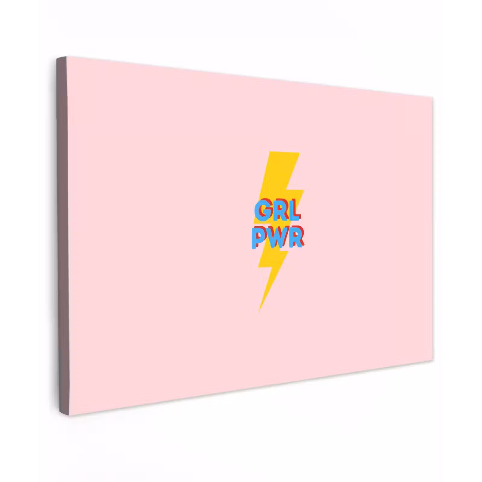 Canvas schilderij - Grl pwr - Bliksem - Roze — 1