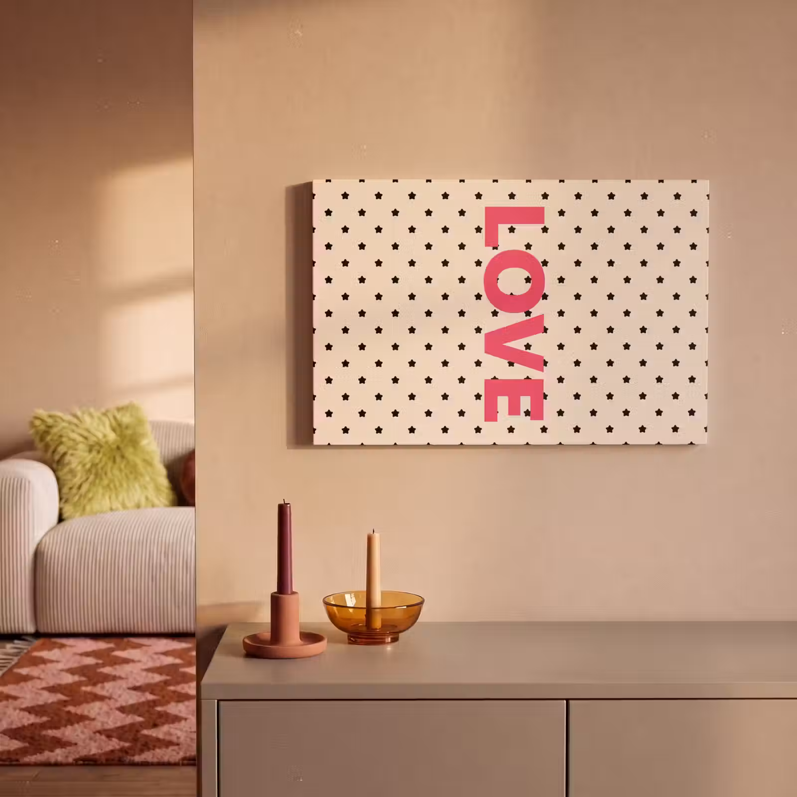 Canvas schilderij - Love - Stippen - Roze — 1