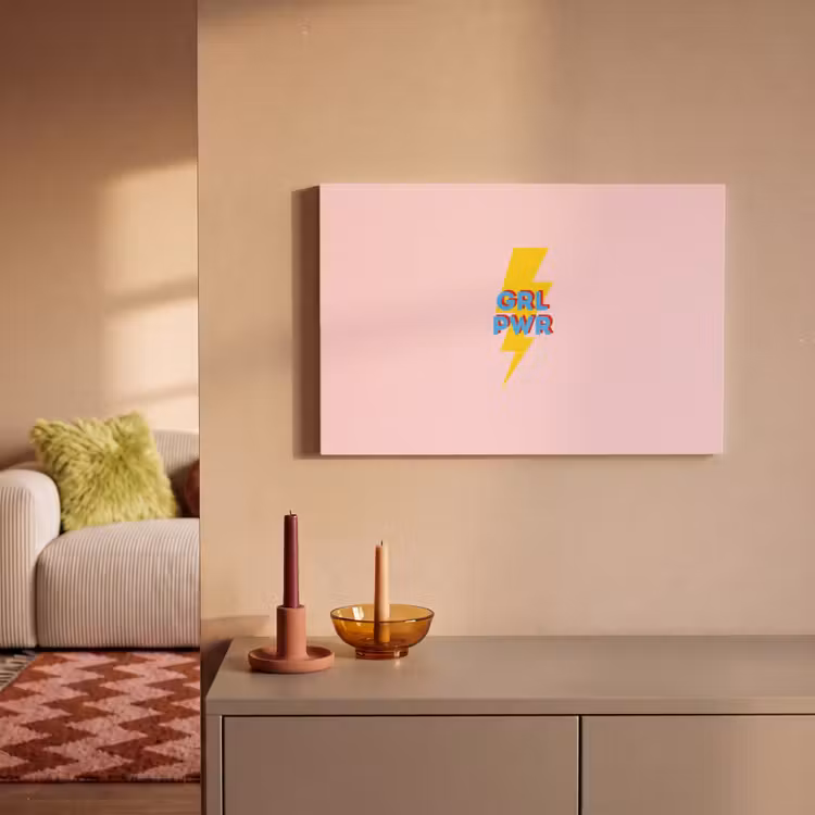 Canvas schilderij - Grl pwr - Bliksem - Roze — 2