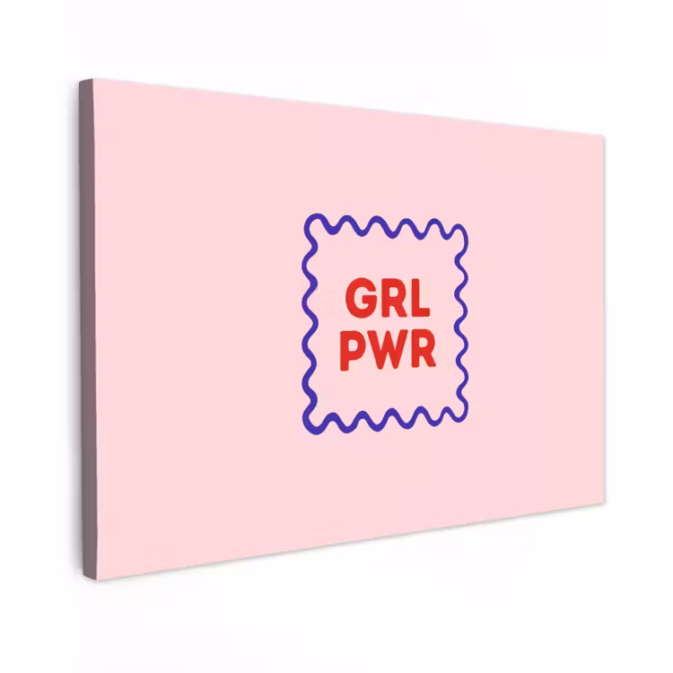 Canvas schilderij - Grl pwr - Roze - Kader — 1
