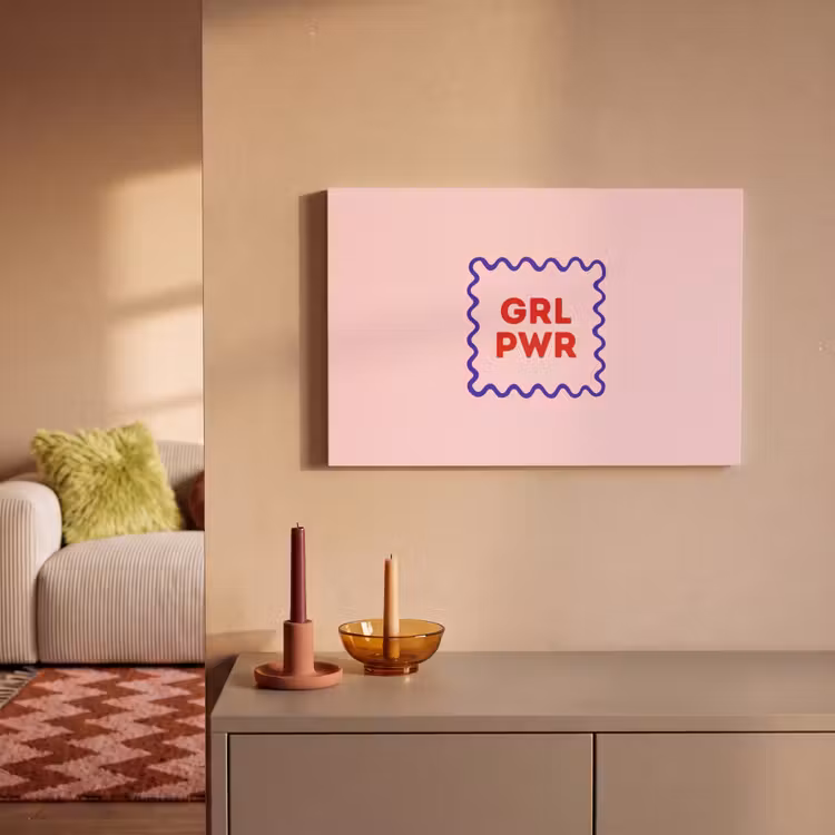 Canvas schilderij - Grl pwr - Roze - Kader — 2