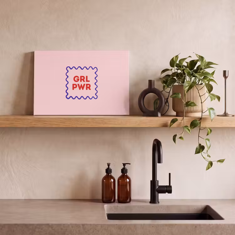 Canvas schilderij - Grl pwr - Roze - Kader — 3