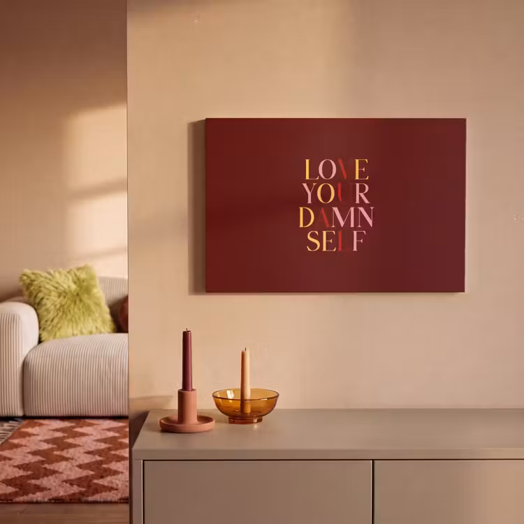 Canvas schilderij - Love your damn self - Kleurrijk - Bordeaux — 2