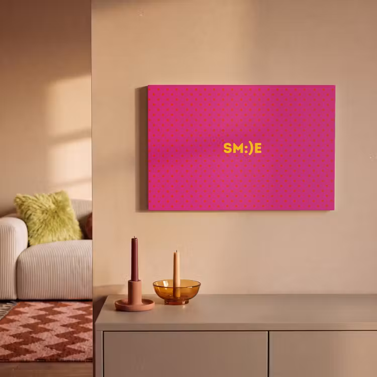 Canvas schilderij - Smile - Stippen - Roze — 1