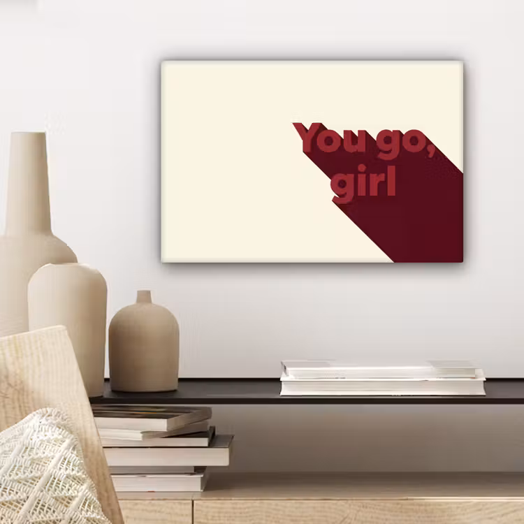 Canvas schilderij - you go girl - 3D - Rood — 5