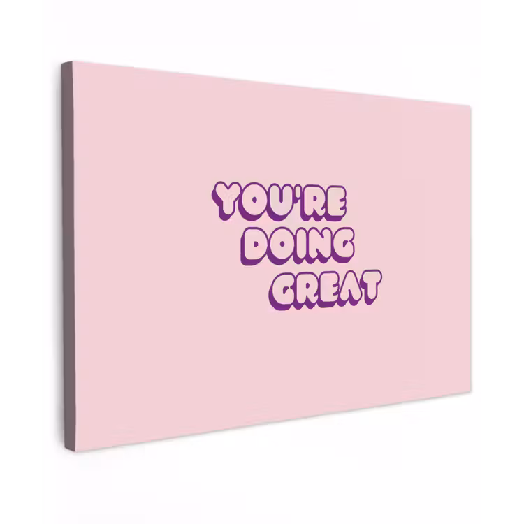 Canvas schilderij - You're doing great - Roze - Bubble letters — 1