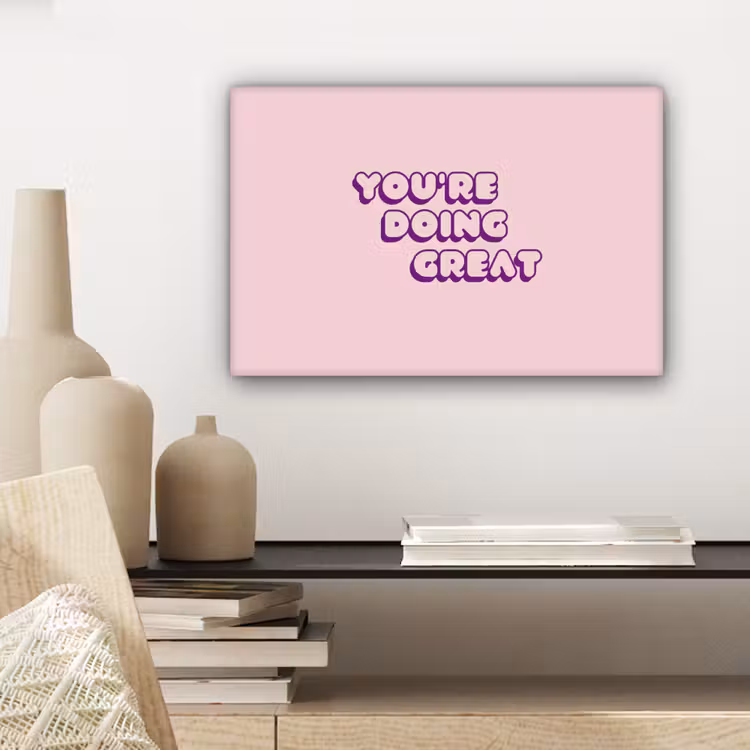 Canvas schilderij - You're doing great - Roze - Bubble letters — 5