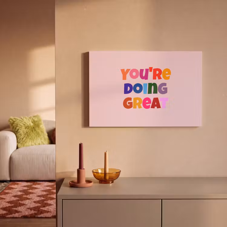 Canvas schilderij - You're doing great - Roze - Kleurrijk — 2