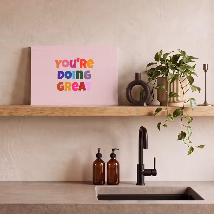 Canvas schilderij - You're doing great - Roze - Kleurrijk — 3