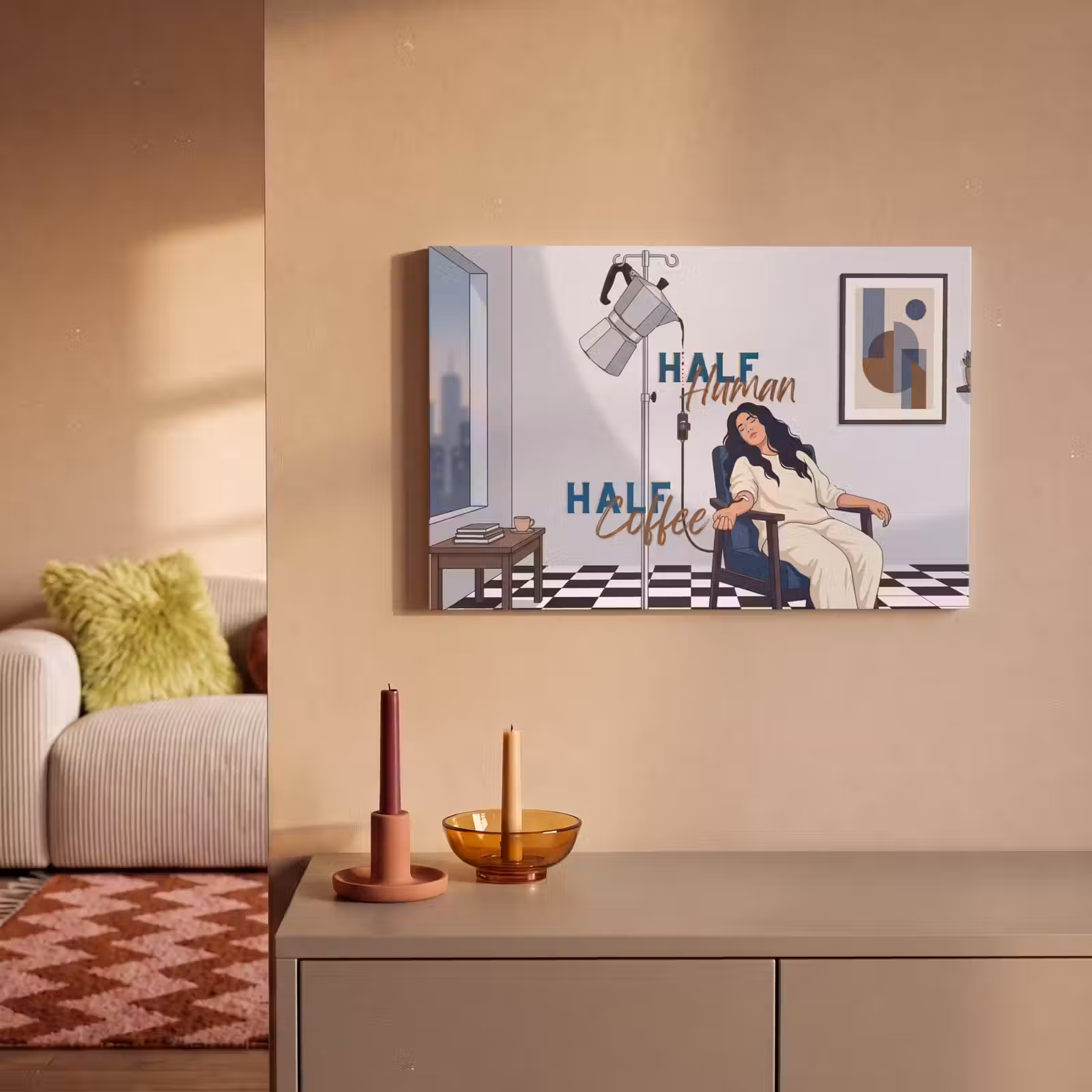 Canvas schilderij - Half human, Half Coffee - Infuus - Koffie — 1