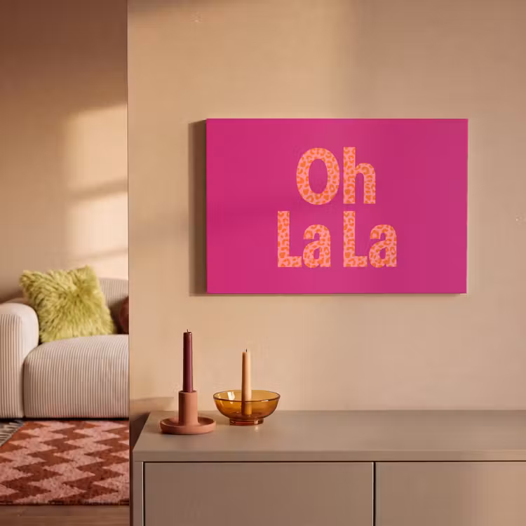 Canvas schilderij - Oh la la - Luipaardprint - Roze — 2