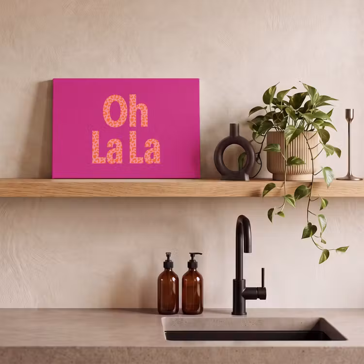 Canvas schilderij - Oh la la - Luipaardprint - Roze — 3