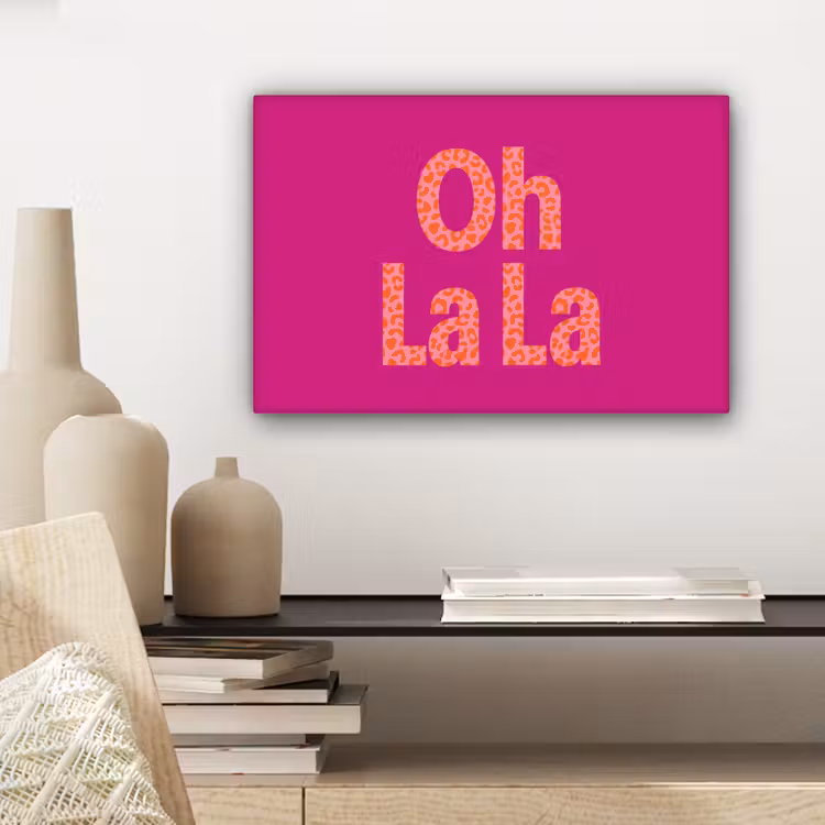 Canvas schilderij - Oh la la - Luipaardprint - Roze — 5