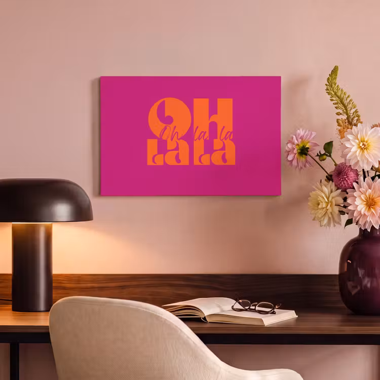 Canvas schilderij - Oh la la - Roze - Oranje - Gestapelde letters — 3