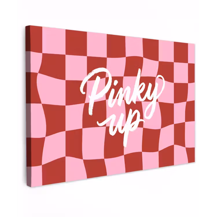 Canvas schilderij - Pinky up - Geblokt - Bordeauxrood — 1